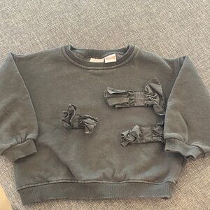 Zara Kids Black Sweatshirt with Bow Accents